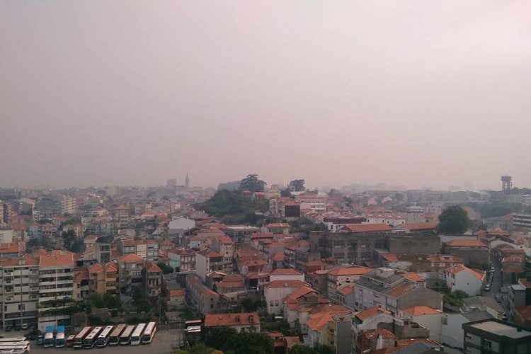 UM CÉU CINZENTO DE FUMO